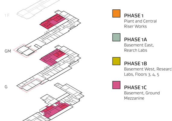 Various vector based site drawings, phase plans, and architectural drawings for GRAHAM Construction.